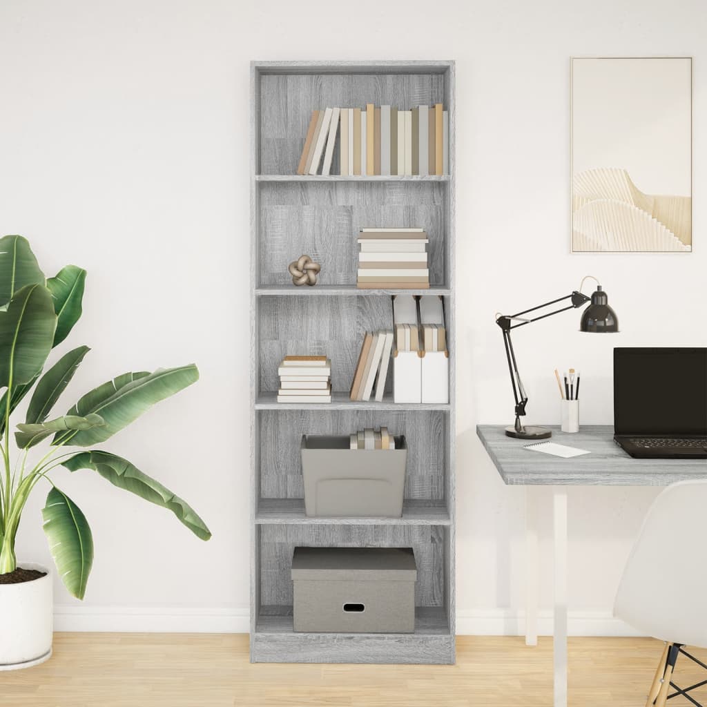 vidaXL Bibliotecă, gri sonoma, 60x24x176 cm, lemn prelucrat vidaXL Bibliotecă, gri sonoma, 60x24x176 cm, lemn prelucrat