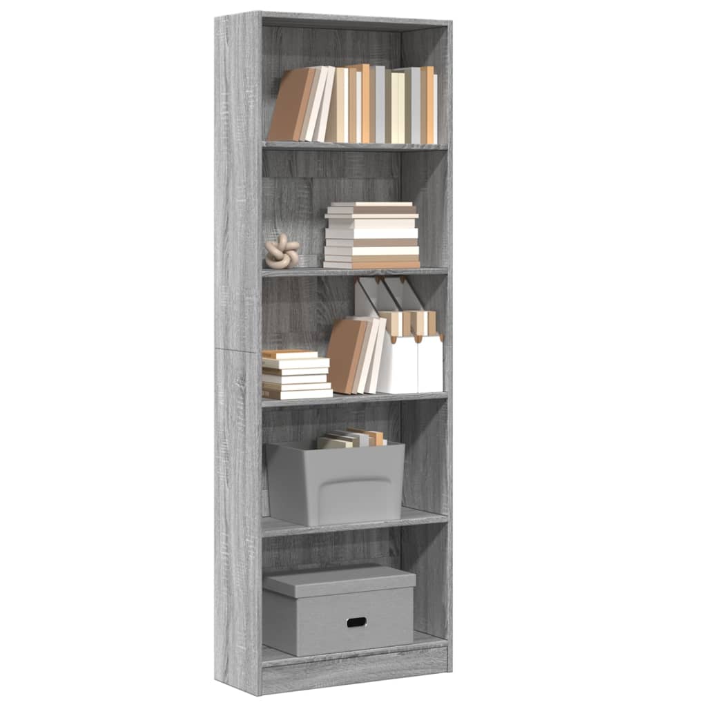vidaXL Bibliotecă, gri sonoma, 60x24x176 cm, lemn prelucrat vidaXL Bibliotecă, gri sonoma, 60x24x176 cm, lemn prelucrat