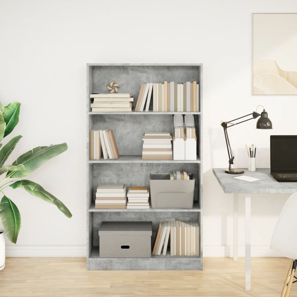 vidaXL Bibliotecă, gri beton, 80x24x143 cm, lemn prelucrat vidaXL Bibliotecă, gri beton, 80x24x143 cm, lemn prelucrat
