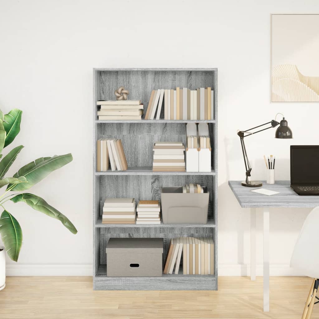 vidaXL Bibliotecă, gri sonoma, 80x24x143 cm, lemn prelucrat vidaXL Bibliotecă, gri sonoma, 80x24x143 cm, lemn prelucrat