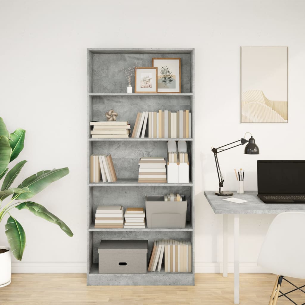 vidaXL Bibliotecă, gri beton, 80x24x176 cm, lemn prelucrat vidaXL Bibliotecă, gri beton, 80x24x176 cm, lemn prelucrat