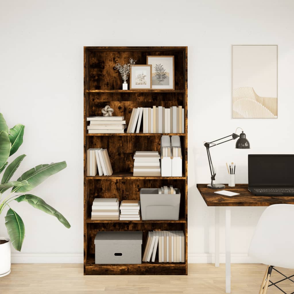 vidaXL Bibliotecă, stejar fumuriu, 80x24x176 cm, lemn prelucrat