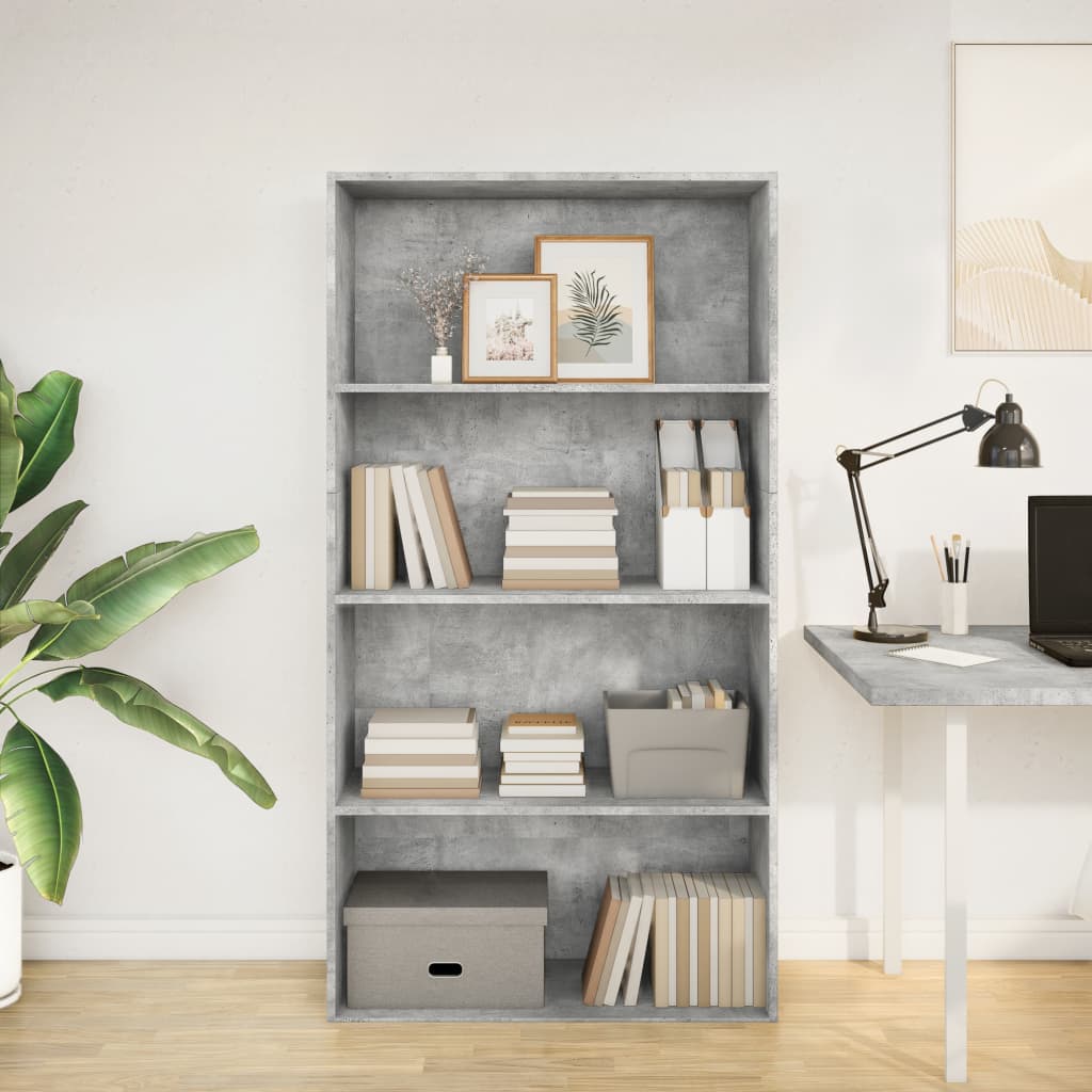 vidaXL Bibliotecă, gri beton, 80x30x152 cm, lemn prelucrat vidaXL Bibliotecă, gri beton, 80x30x152 cm, lemn prelucrat