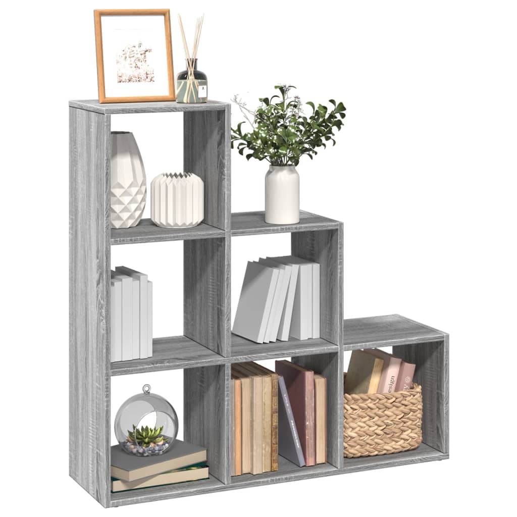 vidaXL Bibliotecă/separator, 3 niveluri gri sonoma 99x29x99 cm lemn vidaXL Bibliotecă/separator, 3 niveluri gri sonoma 99x29x99 cm lemn