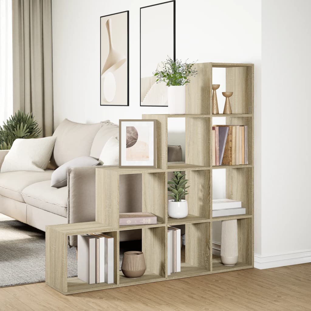 vidaXL Bibliotecă/separator cameră stejar sonoma 131,5x29x131,5cm lemn vidaXL Bibliotecă/separator cameră stejar sonoma 131,5x29x131,5cm lemn