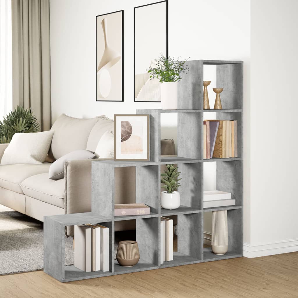 vidaXL Bibliotecă/separator cameră gri beton 131,5x29x131,5 cm lemn