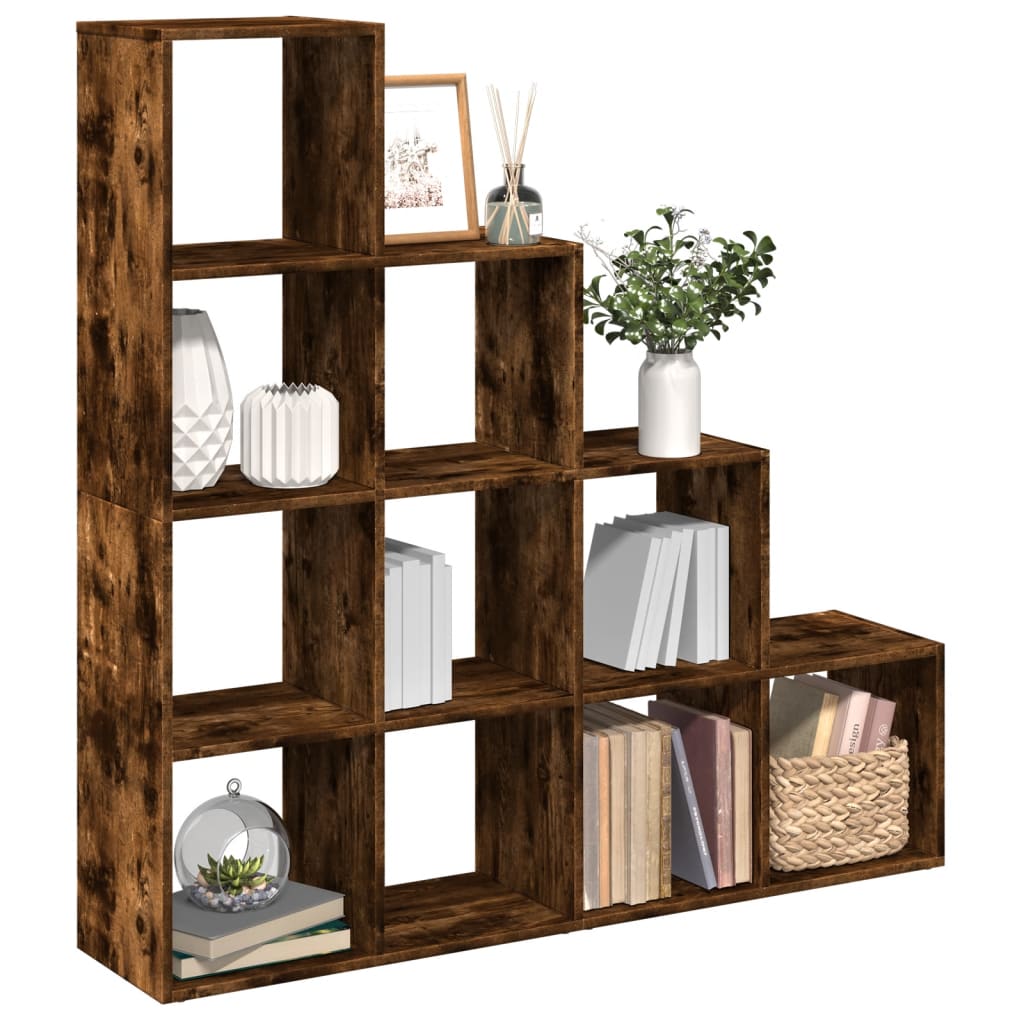 vidaXL Bibliotecă/separator stejar fumuriu 131,5x29x131,5 cm lemn vidaXL Bibliotecă/separator stejar fumuriu 131,5x29x131,5 cm lemn