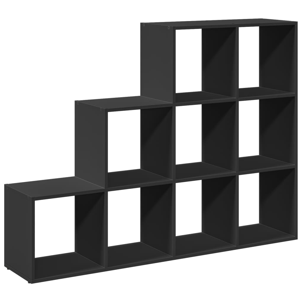 vidaXL Bibliotecă/separator 3 niveluri, negru 137,5x29x103,5 cm lemn
