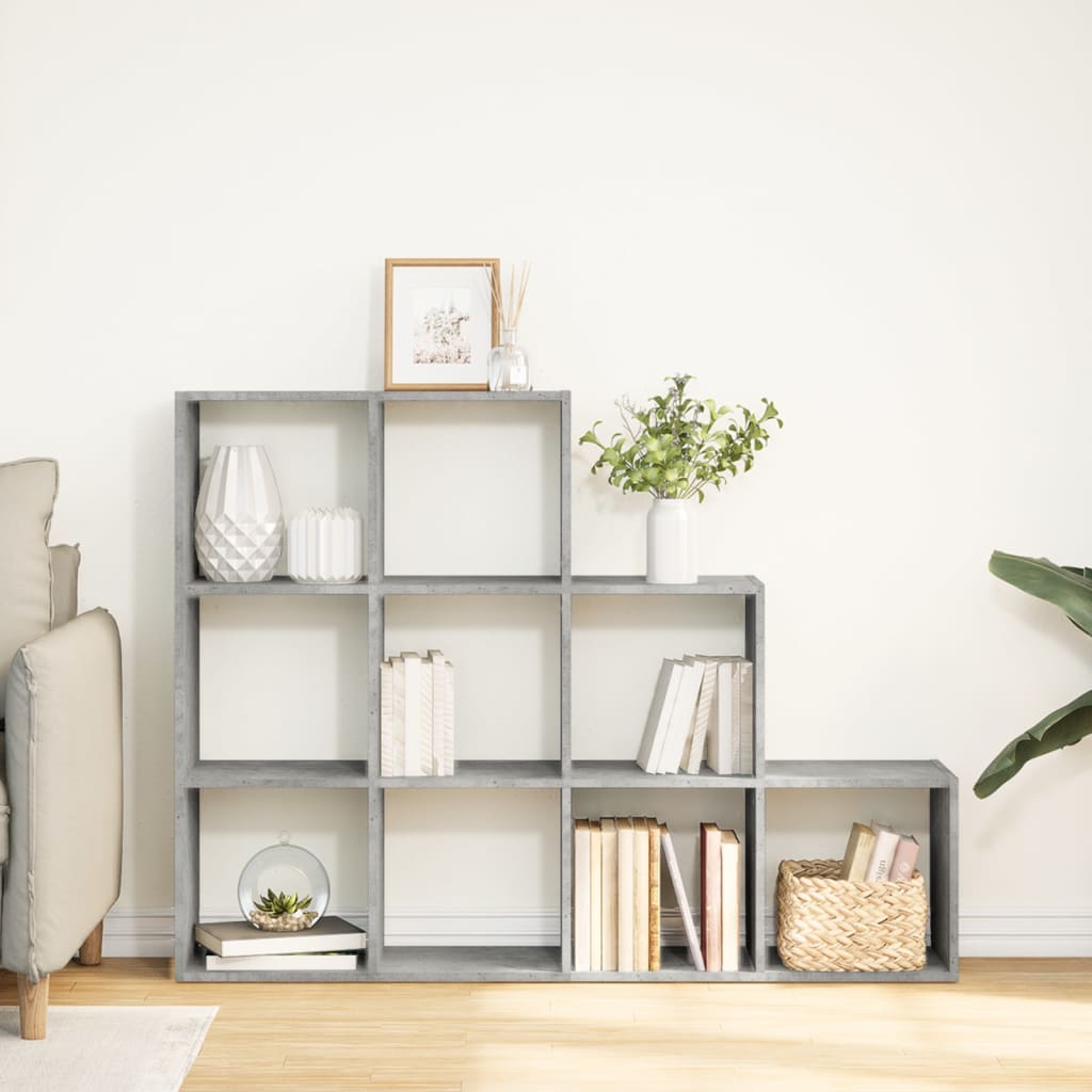 vidaXL Bibliotecă/separator cameră gri beton 137,5x29x103,5 cm lemn