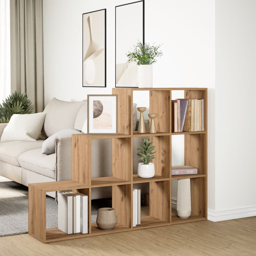 vidaXL Bibliotecă/separator 3 niveluri stejar 137,5x29x103,5 cm lemn