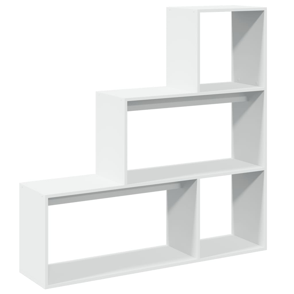 vidaXL Bibliotecă/separator cameră 3 niveluri, alb, 123x29x123 cm lemn vidaXL Bibliotecă/separator cameră 3 niveluri, alb, 123x29x123 cm lemn