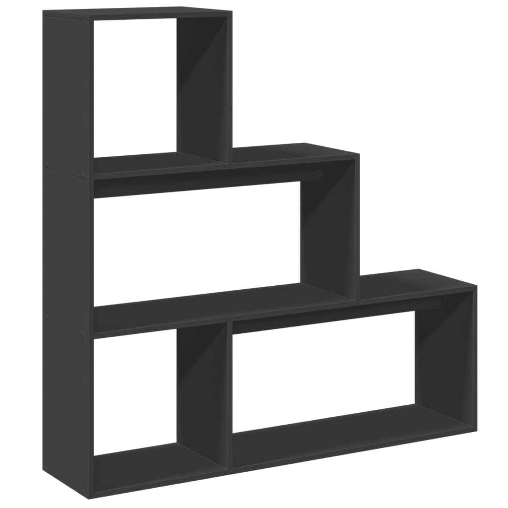 vidaXL Bibliotecă/separator cameră 3 niveluri, negru 123x29x123cm lemn