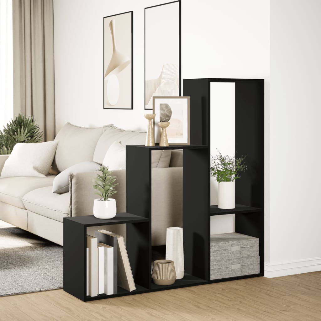 vidaXL Bibliotecă/separator cameră 3 niveluri, negru 123x29x123cm lemn