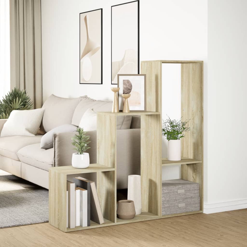 vidaXL Bibliotecă/separator 3 niveluri stejar sonoma 123x29x123cm lemn