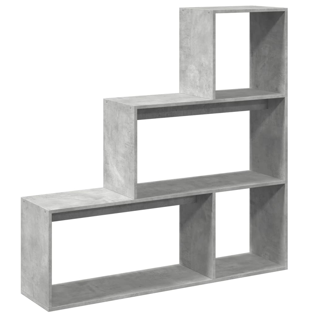 vidaXL Bibliotecă/separator 3 niveluri gri beton 123x29x123 cm lemn vidaXL Bibliotecă/separator 3 niveluri gri beton 123x29x123 cm lemn