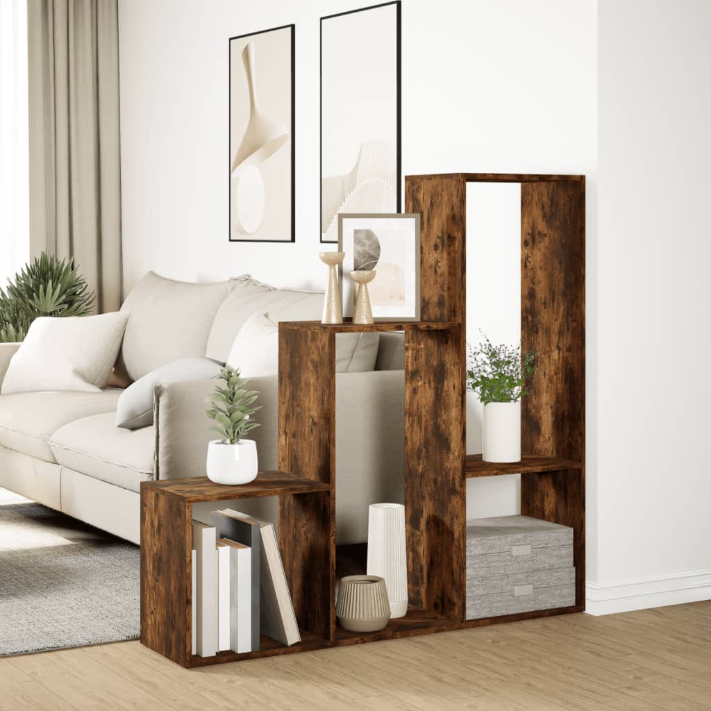 vidaXL Bibliotecă/separator 3 nivel stejar fumuriu 123x29x123 cm lemn