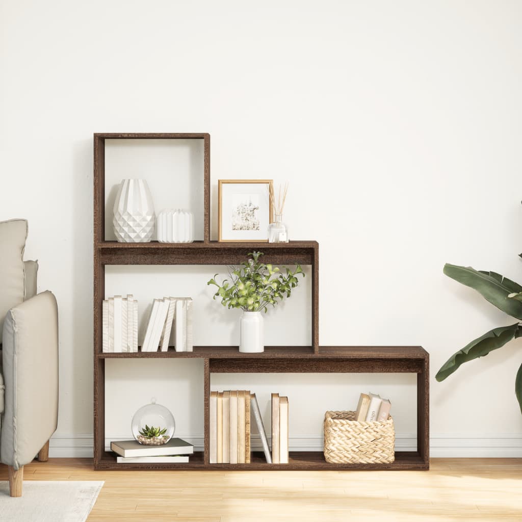 vidaXL Bibliotecă/separator 3 niveluri stejar maro 123x29x123 cm lemn