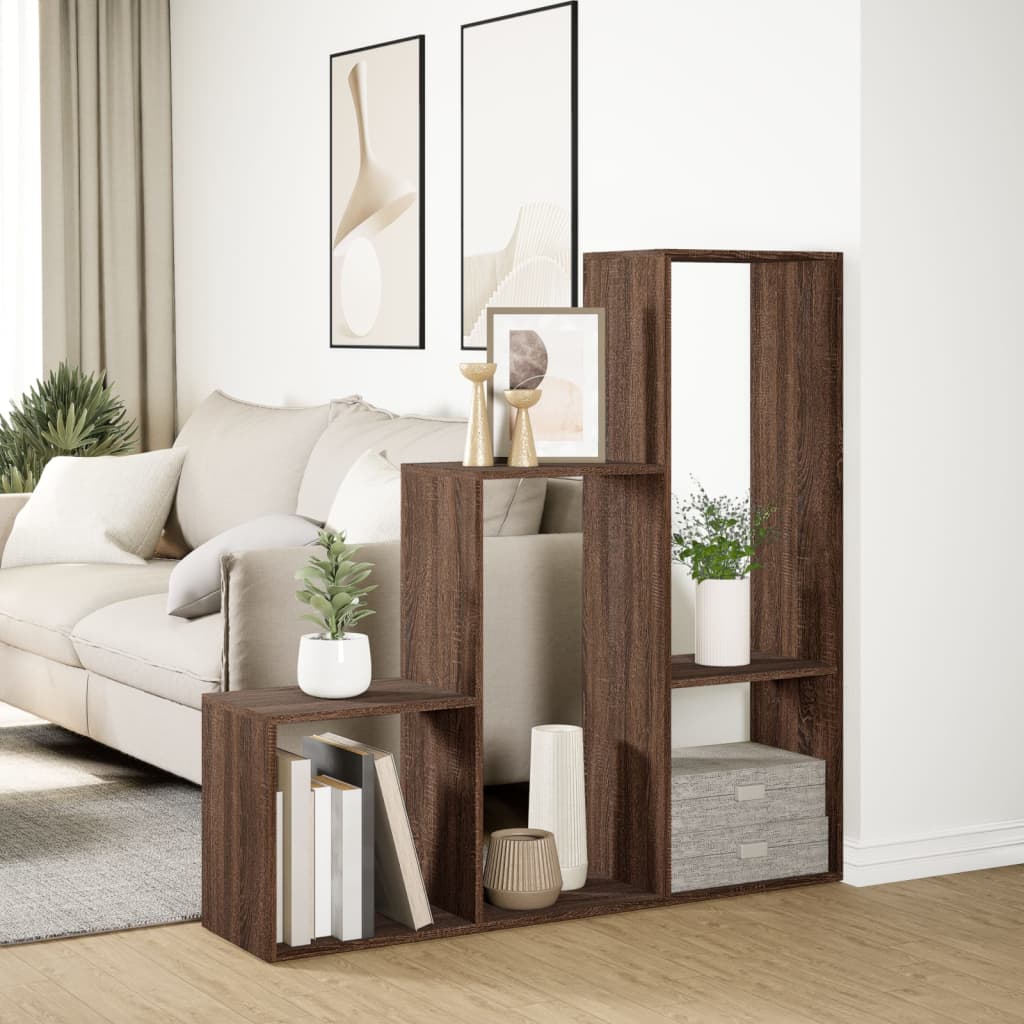 vidaXL Bibliotecă/separator 3 niveluri stejar maro 123x29x123 cm lemn