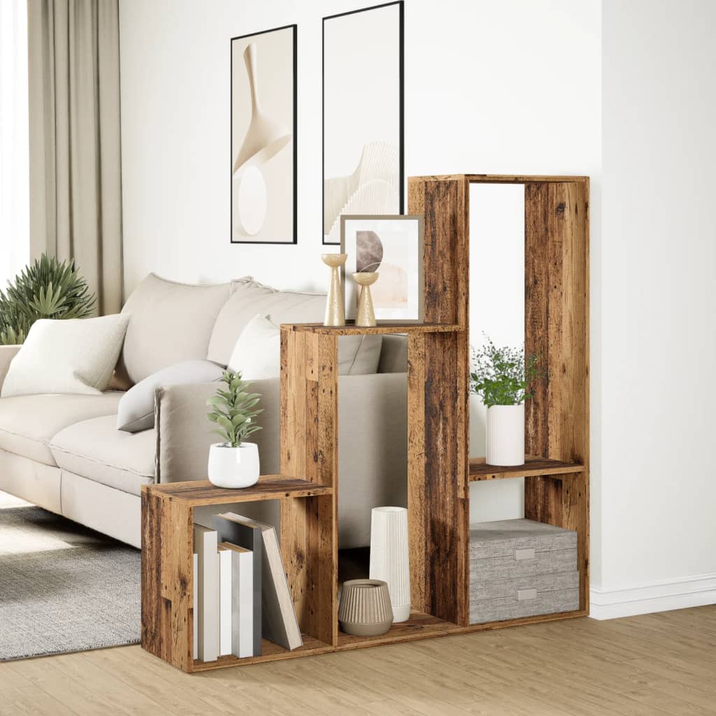 vidaXL Bibliotecă/separator 3 niveluri lemn vechi 123x29x123 cm lemn
