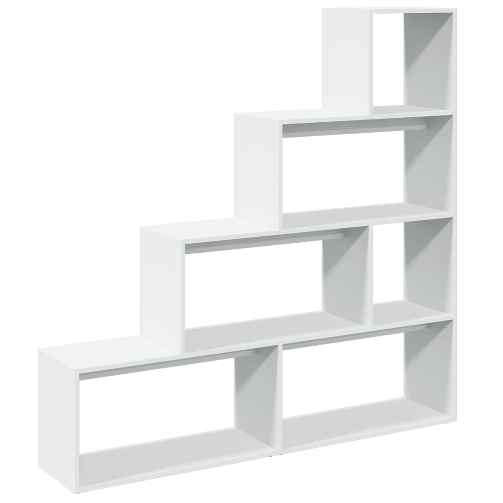 vidaXL Bibliotecă/separator 4 niveluri, alb, 143,5x29x143,5 cm lemn