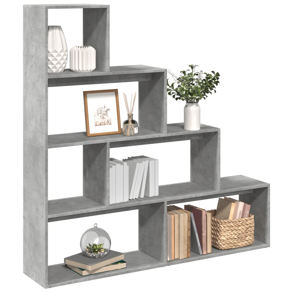 vidaXL Bibliotecă/separator cameră gri beton 143,5x29x143,5 cm lemn