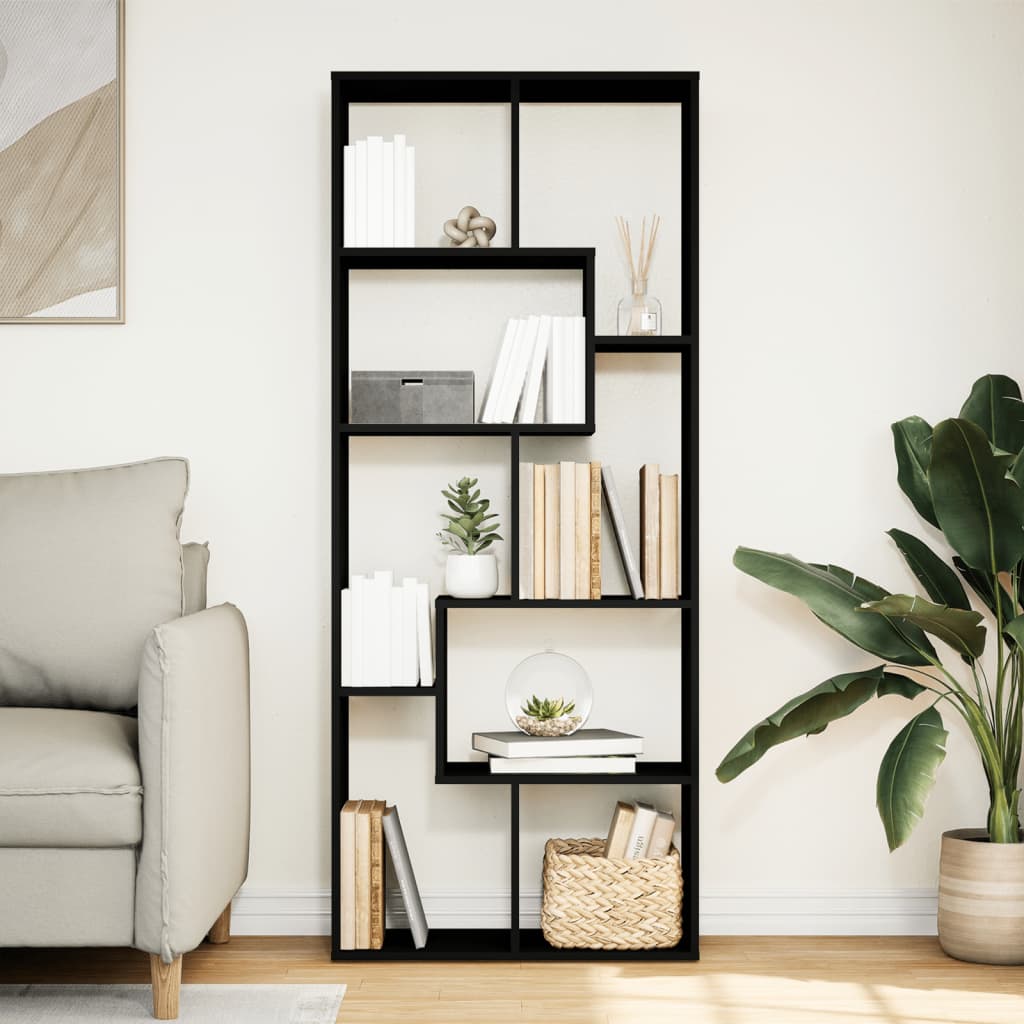 vidaXL Bibliotecă/separator cameră negru 67x25x161,5 cm lemn prelucrat