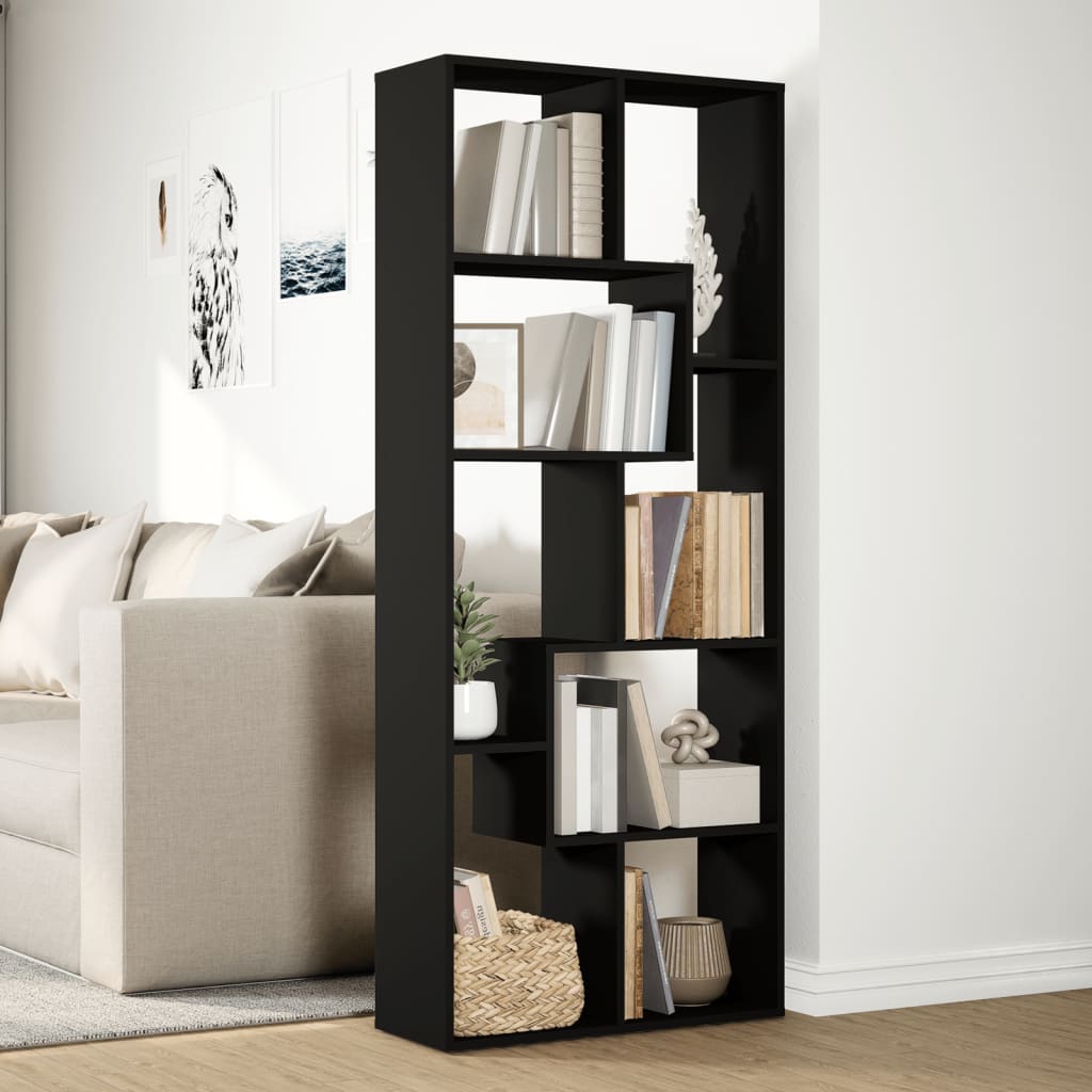 vidaXL Bibliotecă/separator cameră negru 67x25x161,5 cm lemn prelucrat