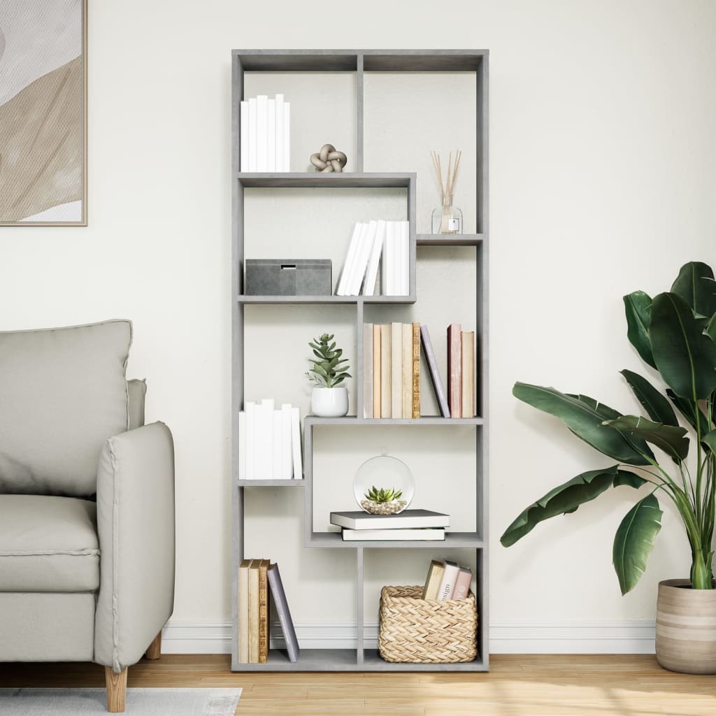 vidaXL Bibliotecă/separator cameră gri beton 67x25x161,5 cm lemn vidaXL Bibliotecă/separator cameră gri beton 67x25x161,5 cm lemn