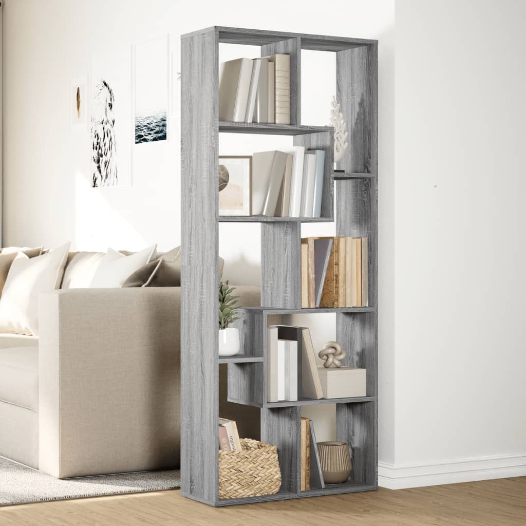vidaXL Bibliotecă/separator cameră gri sonoma 67x25x161,5 cm lemn vidaXL Bibliotecă/separator cameră gri sonoma 67x25x161,5 cm lemn