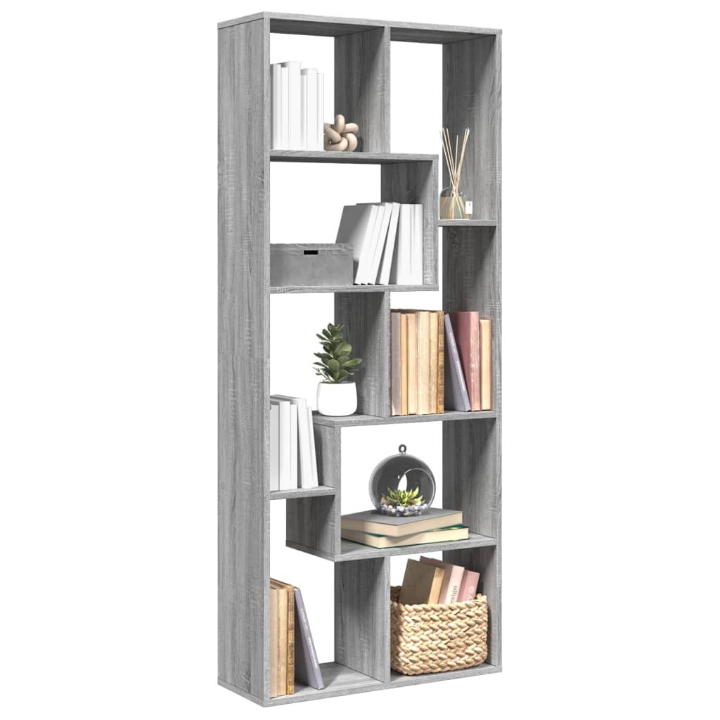 vidaXL Bibliotecă/separator cameră gri sonoma 67x25x161,5 cm lemn vidaXL Bibliotecă/separator cameră gri sonoma 67x25x161,5 cm lemn