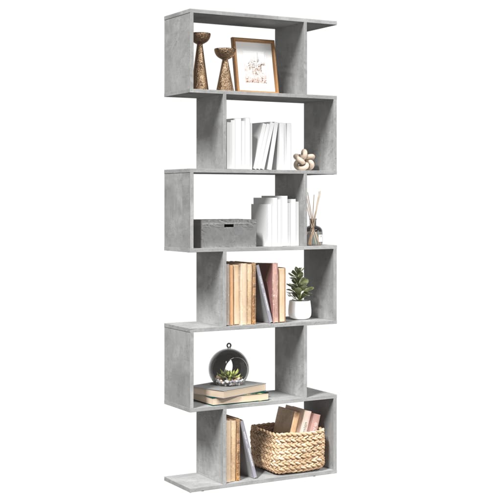 vidaXL Bibliotecă/separator 6 niveluri gri beton 70x24x193 cm lemn vidaXL Bibliotecă/separator 6 niveluri gri beton 70x24x193 cm lemn