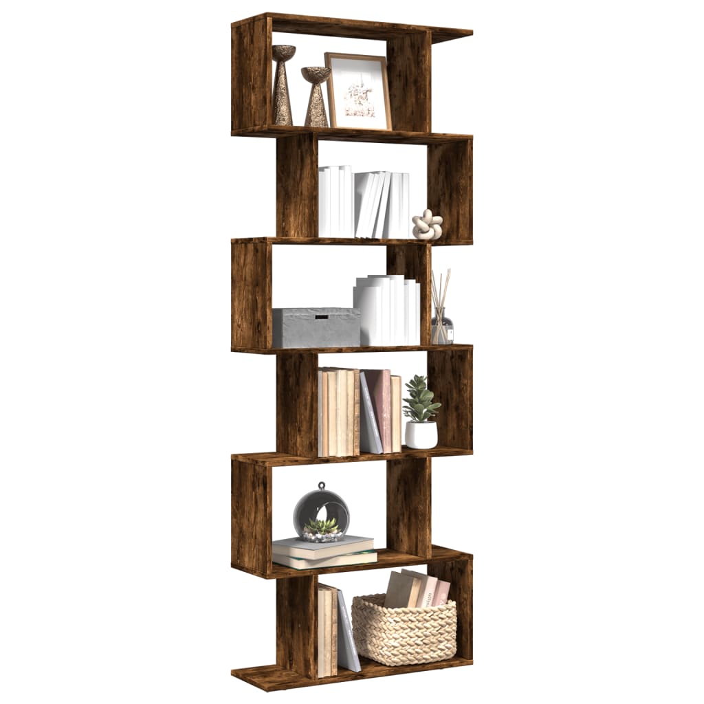 vidaXL Bibliotecă/separator 6 niveluri stejar fumuriu 70x24x193cm lemn vidaXL Bibliotecă/separator 6 niveluri stejar fumuriu 70x24x193cm lemn
