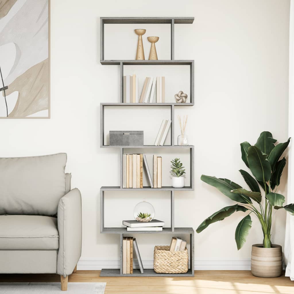vidaXL Bibliotecă/separator 6 niveluri sonoma gri 70x24x193 cm lemn vidaXL Bibliotecă/separator 6 niveluri sonoma gri 70x24x193 cm lemn