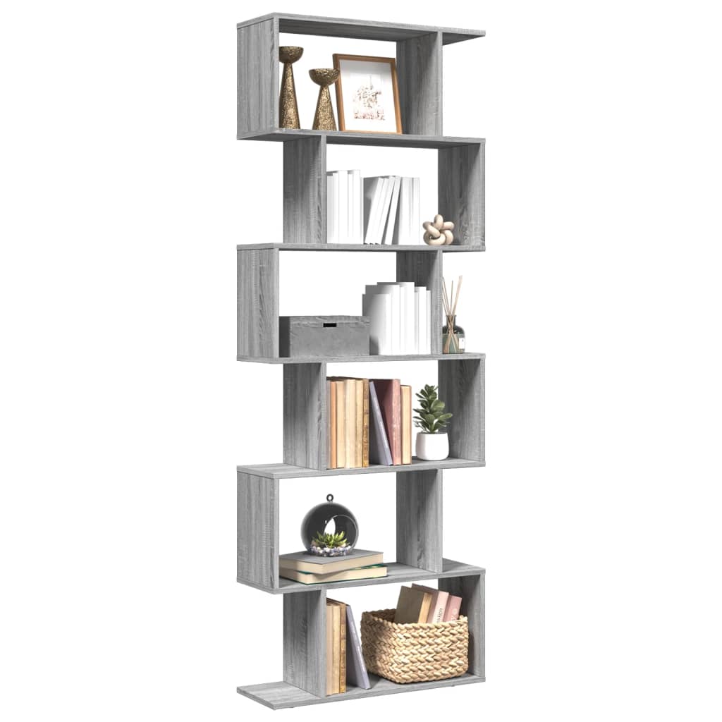 vidaXL Bibliotecă/separator 6 niveluri sonoma gri 70x24x193 cm lemn vidaXL Bibliotecă/separator 6 niveluri sonoma gri 70x24x193 cm lemn