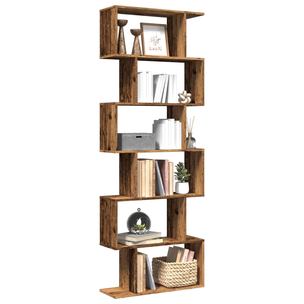 vidaXL Bibliotecă/separator 6 niveluri lemn vechi 70x24x193 cm lemn vidaXL Bibliotecă/separator 6 niveluri lemn vechi 70x24x193 cm lemn