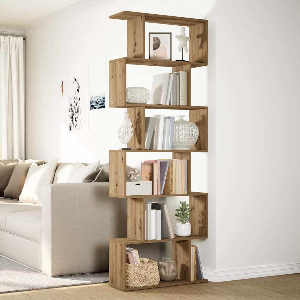 vidaXL Bibliotecă/separator 6 nivel stejar artizanal 70x24x193 cm lemn