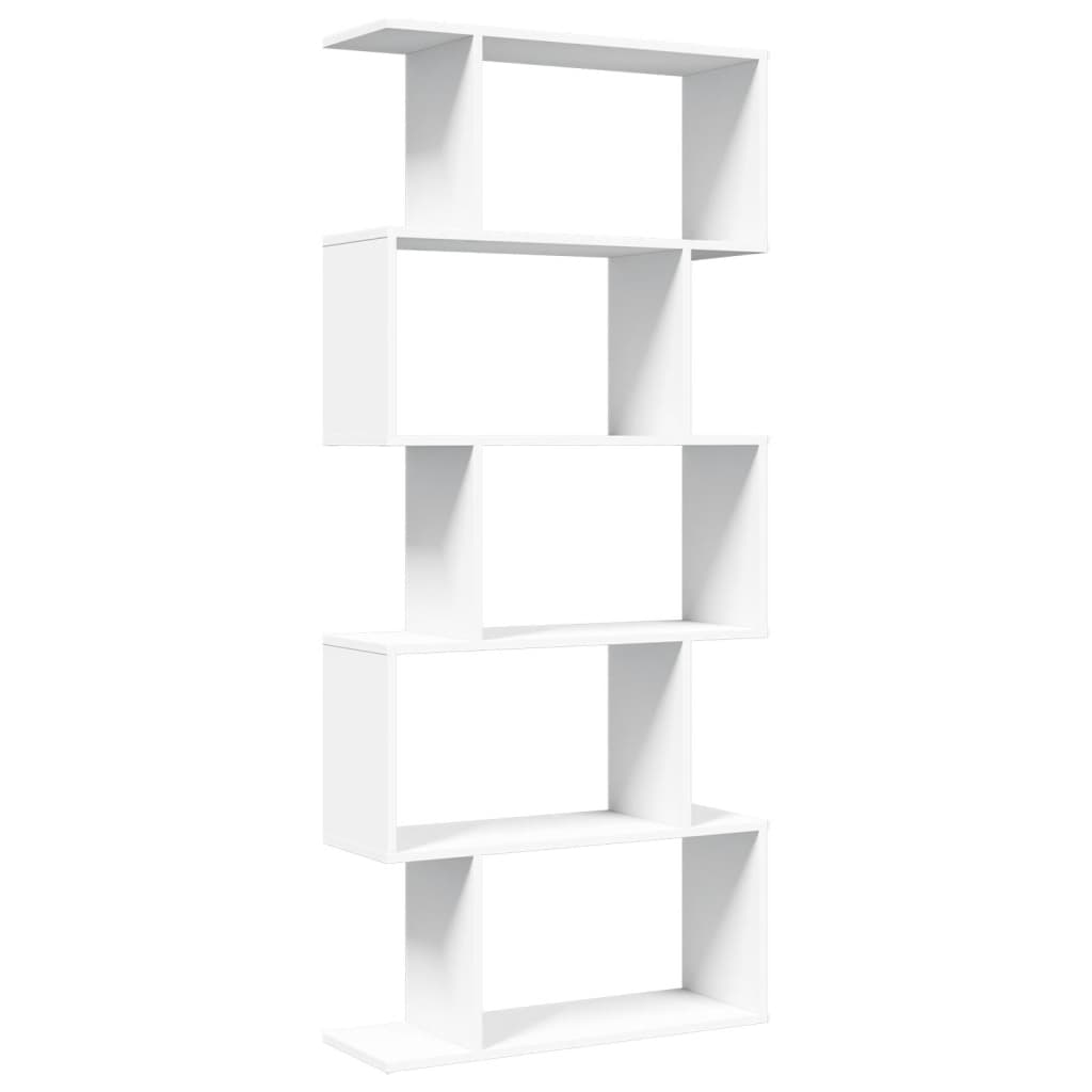 vidaXL Bibliotecă/separator cameră 5 niveluri, alb, 70x24x161 cm, lemn