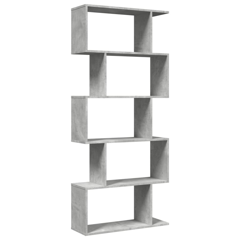 vidaXL Bibliotecă/separator 5 niveluri gri beton 70x24x161 cm lemn vidaXL Bibliotecă/separator 5 niveluri gri beton 70x24x161 cm lemn