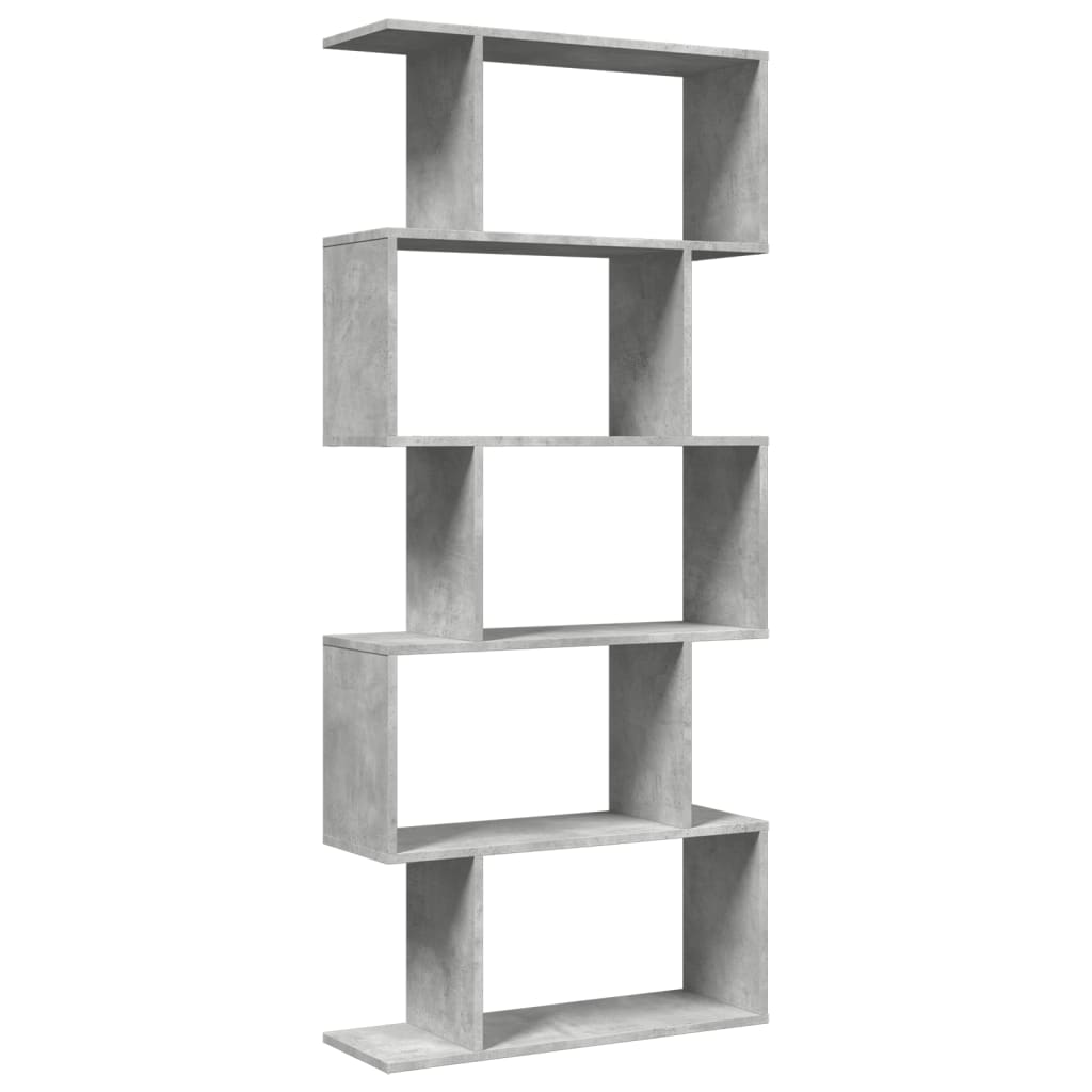 vidaXL Bibliotecă/separator 5 niveluri gri beton 70x24x161 cm lemn vidaXL Bibliotecă/separator 5 niveluri gri beton 70x24x161 cm lemn