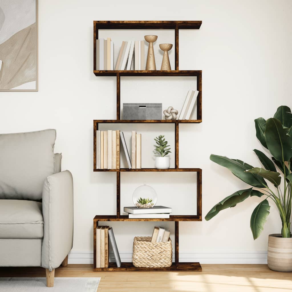 vidaXL Bibliotecă/separator 5 niveluri stejar fumuriu 70x24x161cm lemn vidaXL Bibliotecă/separator 5 niveluri stejar fumuriu 70x24x161cm lemn