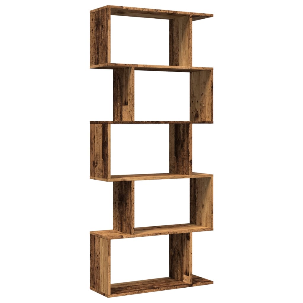 vidaXL Bibliotecă/separator 5 niveluri lemn vechi 70x24x161 cm lemn