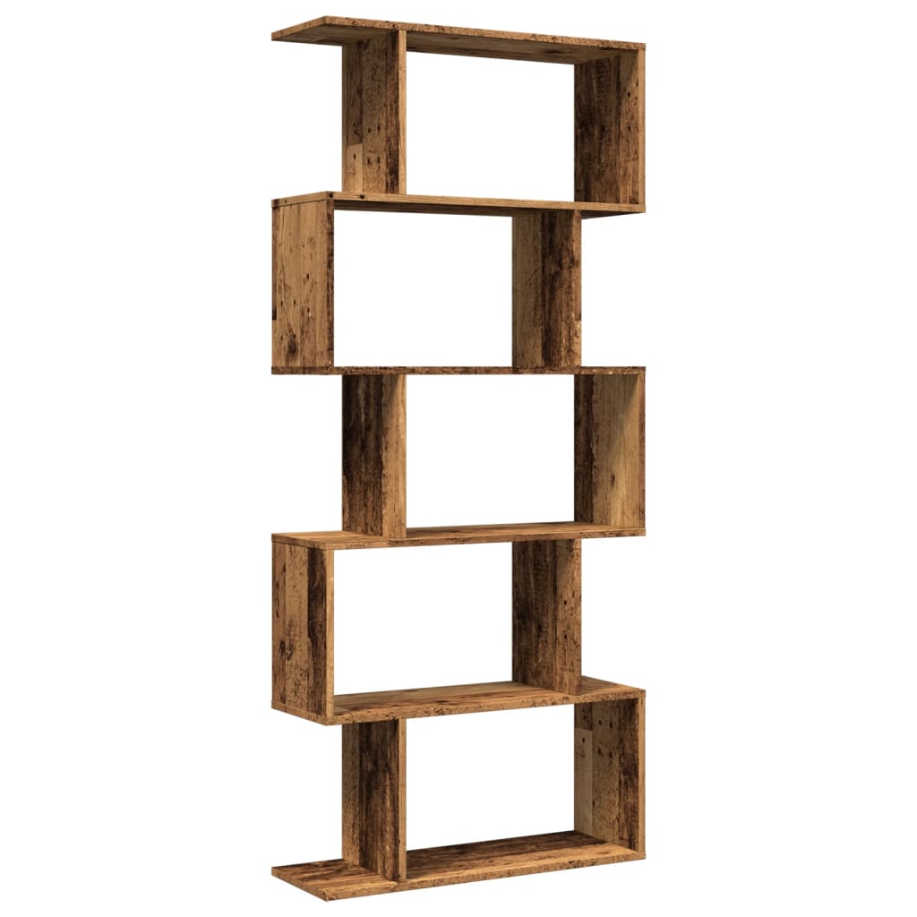 vidaXL Bibliotecă/separator 5 niveluri lemn vechi 70x24x161 cm lemn