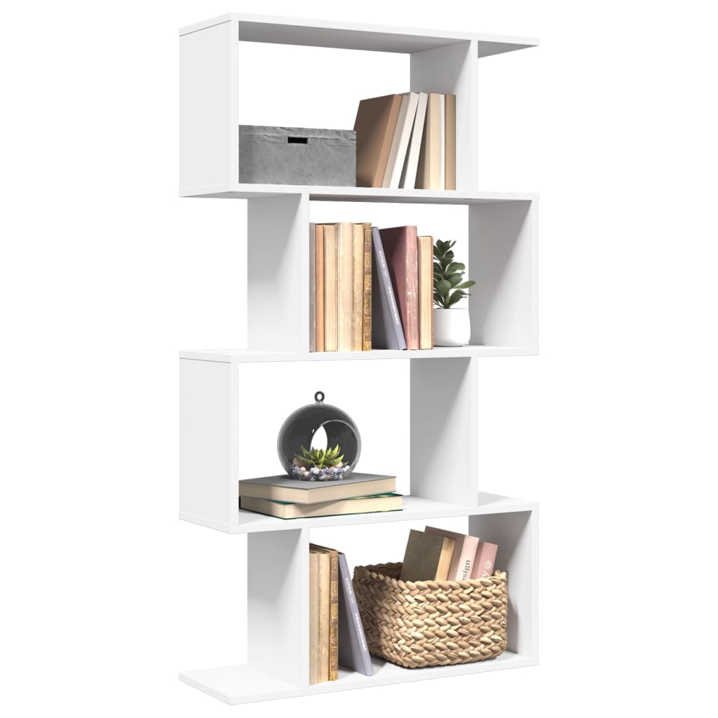 vidaXL Bibliotecă/separator cameră 4 niveluri, alb, 70x24x129 cm, lemn vidaXL Bibliotecă/separator cameră 4 niveluri, alb, 70x24x129 cm, lemn
