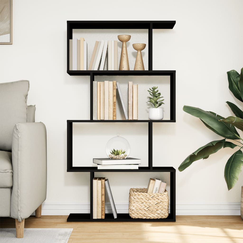 vidaXL Bibliotecă/separator cameră 4 niveluri negru 70x24x129 cm, lemn