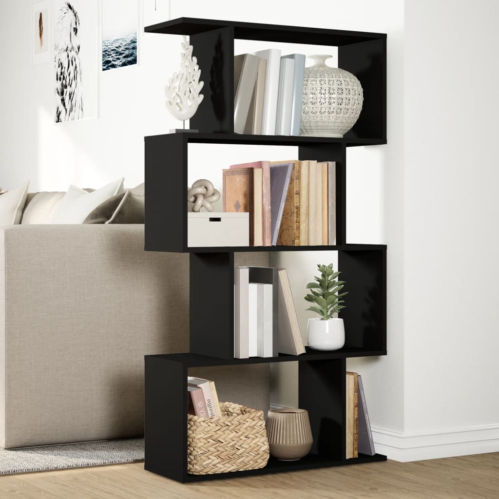 vidaXL Bibliotecă/separator cameră 4 niveluri negru 70x24x129 cm, lemn