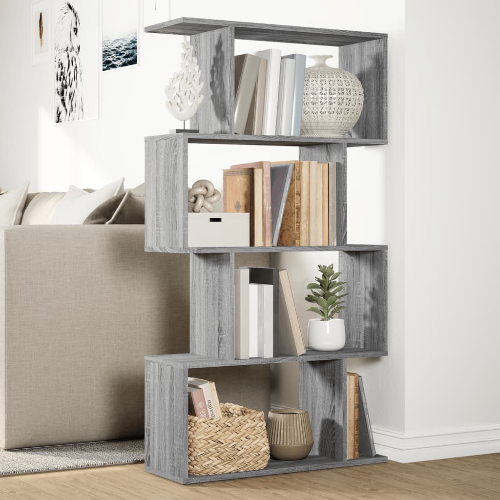 vidaXL Bibliotecă/separator 4 niveluri sonoma gri 70x24x129cm lemn