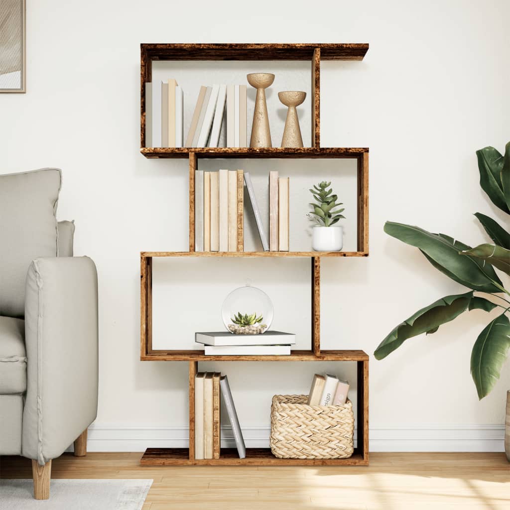 vidaXL Bibliotecă/separator 4 niveluri lemn vechi 70x24x129cm lemn