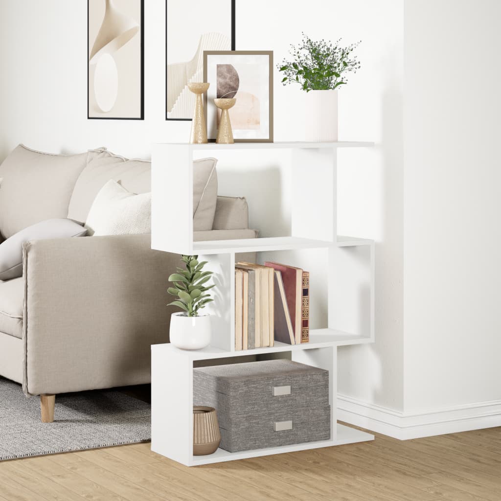 vidaXL Bibliotecă/separator cameră, 3 niveluri, alb, 70x24x97 cm, lemn