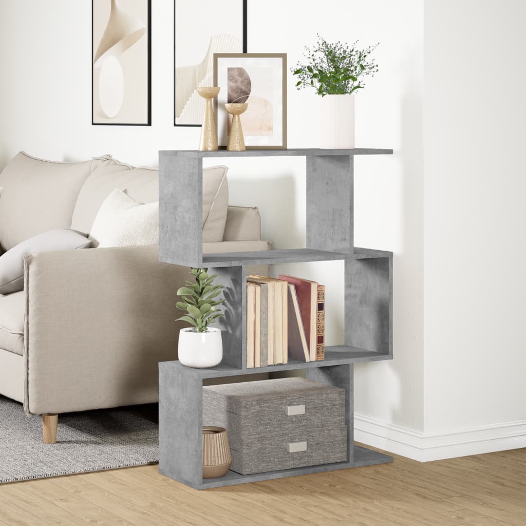vidaXL Bibliotecă/separator 3 niveluri gri beton 70x24x97 cm lemn vidaXL Bibliotecă/separator 3 niveluri gri beton 70x24x97 cm lemn