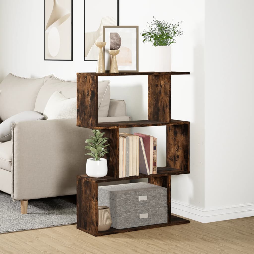 vidaXL Bibliotecă/separator 3 niveluri stejar fumuriu 70x24x97 cm lemn